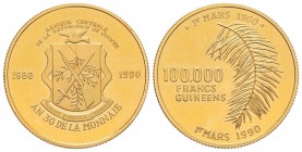 Guinea, 100000 Francs, 1990, AU 16.15 g. 917‰
Ref : Fr. 19 Conservation : PROOF