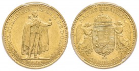 Hungary, Franz Joseph 1848-1916
20 Korona, 1892 KB, AU 6.77 g. Ref : Fr. 250, KM#486 Conservation : PCGS MS62
