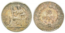 French Indo China
10 centimes, Paris, 1910 A, AG 2.7 g. Ref : Lec. 149 Conservation : PCGS MS65