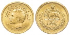 Iran, Muhammad Reza Pahlavi Shah SH 1320-1358 (1941-1979)
Pahlavi, MS2537 (1978), AU 8.13 g. 900‰ Ref : Fr. 101, KM#1200 Conservation : PCGS MS66