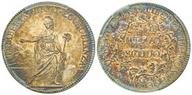 République piemontaise 1798-1799
1/2 Scudo, Torino, Anno VII (1799), AG 17.58
Ref : MIR 1006, Pag. 1
Conservation : PCGS MS62. 
Rare et conservati...