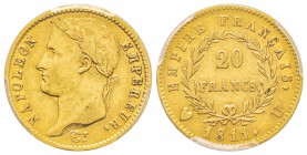 Département de l’Éridan 1802-1814
20 Francs, Turin, 1811 U, AU 6.45 g. Ref : G.1025, Pag. 22 Conservation : PCGS AU55