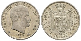 Royaume d’Italie 1805-1814
2 Lire, Milan, 1813 M, puntali sagomati, AG 10 g.
Ref : Pag. 39a
Ex Vente Nomisma 42, lot 392 Conservation : NGC MS63