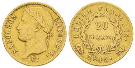 Département du Tibre (ou de Rome) 1808-1814
20 Francs, Rome, 1812, AU 6.42 g.
Ref : G.1025, Pag. 92 Conservation : TTB