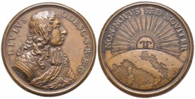 Bracciano, Livio Odescalchi 1652-1713
Médaille en bronze, 1689, AE 92.26 g. 81,27 mm par G. M. Hamerani
Avers : LIVIVS ODESC.S.R.E.G. à l’exergue HA...