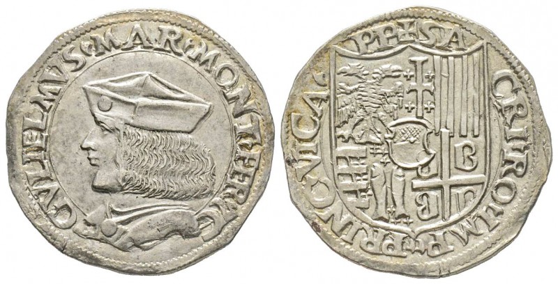 Casale, Guglielmo II Paleologo 1494-1518 
Testone, AG 9.43 g.
Avers : GVLIELMV...