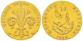 Firenze, Governo Provvisorio, 1859-1860
Ruspone, 1859, AU 10.39 g.
Ref : MIR 466 (R3), Pag 227, Fr. 1195 Conservation : TTB. Rarissime