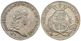Milano, Giuseppe II 1780-1790
Mezzo Scudo, 1783, AG 11.56 g.
Ref : MIR 447/3 (R), CR. 3/C
Ex Vente Nomisma 42, lot 377 Conservation : NGC MS62+. Ra...