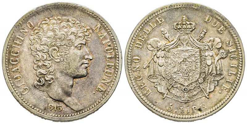 Napoli, Gioacchino Napoleone 1805-1815
5 Lire, 1813, AG 24.90 g.
Ref : MIR 441...
