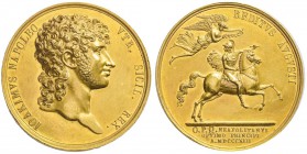 Napoli, Gioacchino Napoleone 1805-1815
Medaglia in oro coniata a Napoli, 1813, AU 96.93 g. 43 mm Per il ritorno a Napoli di Gioacchino Murat dopo la ...