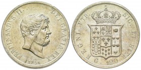 Napoli, Ferdinando II di Borbone 1830-1859
Piastra de 120 Grana, 1851, AG 27 g. Ref : MIR 503, Pr. 80 Conservation : PCGS MS61