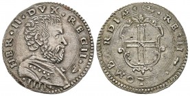 Reggio Emilia, Ercole II d’Este 1534-1559 
Bianco, AG 5.02 g.
Ref : MIR -, CNI -, Bell. 40D (cet exemplaire) Conservation : Superbe et rare