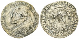 Clemente VIII (Ippolito Aldobrandini), 1592-1605
Piastra, Avignone, 1599, AG 31.32 g.
Ref : Munt. 93, Berman 1500 Conservation : rayures sinon TTB. ...