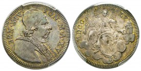 Benedetto XIV (Prospero Lambertini) 1740-1758 Doppio Giulio, 1753, AN XV, AG 5.24 g. Ref : Munt. 51 Conservation : TTB+