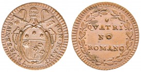 Pio VI (Giovanni Angelo Braschi) 1775-1799
Quattrino, AN IX (1784), Cu 2.30 g. Ref : Munt. 142 Conservation : FDC