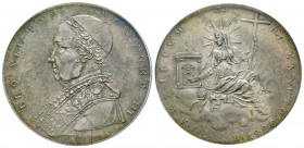 Leone XII (Annibale Sermattei della Genga) 1823-1829
Scudo, 1826 R, AN III, AG 26.4 g. Ref : Munt. 7, Pag. 132, Berman 3256 Conservation : PCGS AU58....
