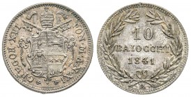 Gregorio XVI (Bartolomeo Alberto) 1831-1846 
10 Baiocchi, Roma, 1841, AN XI, AG 2.68 g. Ref : Munt. 14b, Pag. 245 Conservation : SUP-FDC