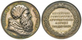 Giulio II 1503-1513
Medaglia in argento del 1846, AE 45 g., 44mm, Opus Cerbara 
Avers : IVLIVS II PONT MAX 
Revers : ASSERTORI PONTIFICIAE AVCTORIT...