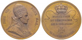 Pio VII 1800-1823
Medaglia, fondation du séminaire de Saint Sulpice par Pie VII, 1820, Paris, AE 29 g., 41 mm, Opus : Droz F. et De Puymaurin D. 
Co...