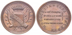 Sede Vacante 1829
Medaglia, 1829, Camerlengo Card. Pier Francesco Galleffi, AE 17 g., 33 mm, Opus : L. Gennari Ref : Boccia 90, Bartolotti Pag. 248 C...