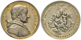 Gregorio XVI 1831-1846 
Medaglia in argento, 1832, AN II, AG 33 g.,43 mm Opus Girometti 
Avers : GREGORIVS XVI PONT MAX AN II 
Revers : SEDIS LATER...