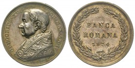 Gregorio XVI 1831-1846 
Medaglia in argento, 1834, AN IV, AG 16,73 g., 32mm Opus Cerbara 
Avers : GREGORIVS XVI PON MAX AN IV 
Revers : BANCA ROMAN...