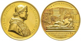 Pio IX 1846-1878
Medaglia in oro, 1852, AN VII, AU 50.34 g. 44 mm, Opus Zaccagnini 
Avers : PIVS IX PONTIFEX MAXIMVS ANNO VII 
Revers : VIA APPIA R...