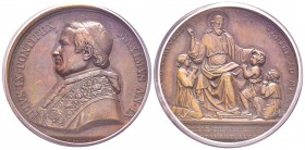 Pio IX 1846-1878
Medaglia, 1854, AN IX, AE 38 g., 44 mm, Opus Girometti Avers : PIVS IX PONTIFEX MAXIMVS AN IX /Revers : SINITE PARVVLOS VENIRE AD ME...