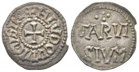 Treviso, Ludovico il Pio 814-840
Denaro, 819-822, AG 1.71 g.
Avers : + H LVDOVVICVS IMP 
Revers : TARVI SIVM 
Ref : CNI 2, MEC 1 Conservation : Su...