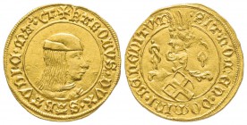 Italy - Savoy
Carlo I 1482-1490
Ducato d’oro, II tipo, Torino, AU 3.48 g.
Avers : + KAROLVS DVX SABAVDIZ MA’ CT
Revers : SIT NOMEN DOMINI BENEDITV...