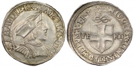 Italy - Savoy
Carlo II 1504-1553
Testone, II Tipo, Vercelli, ND, AG 9.21 g.
Avers : CAROLVS DVX SABAVDIE II /Revers : + NIL DEEST TIMENTIBVS DEVM V...