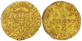 Italy - Savoy
Emanuele Filiberto 1553-1580
Scudo d’oro del Sole, V tipo, Nizza, 1564 N, AU 3.30 g.
Revers : TE DOMNE CONFIDO 1564N
Ref : MIR 497 v...