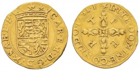Italy - Savoy
Carlo Emanuele I 1580-1630
Scudo d’oro, I Tipo, Torino, 1581 T, AU 3.30 g.
Ref : MIR 588c (R3), Biaggi 500a, Fr. 1055
Ex Vente Finar...
