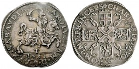 Italy - Savoy
Carlo Emanuele I 1580-1630
Tallero, II Tipo, Torino, 1581 T, AG 28.10 g.
Avers : CAROLVS EM D G DVX SABAVDIE Il Duca, in armatura e c...