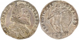 Italy - Savoy
Carlo Emanuele I 1580-1630
Scudo 9 Fiorini, IV Tipo, Beato Amedeo, Torino o Vercelli, 1629, AG 22.95 g.
Avers : CAROLVS EM D G DVX SA...