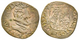 Italy - Savoy
Carlo Emanuele I 1580-1630
Soldo con il busto, IV Tipo, Chambéry, 1595, Mi 1.46 g.
Ref : MIR 663c (R), Biaggi 559a Conservation : TB