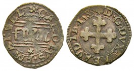 Italy - Savoy
Carlo Emanuele I 1580-1630
Quarto di Piemonte, II Tipo, Chambéry, 1589, Mi 0.88 g.
Ref : MIR 676b (R), Biaggi 569c Conservation : TTB...