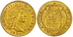 Italy - Savoy
Carlo Emanuele II 1648-1675
Doppia d’oro, Torino, 1675, AU 6.68 g.
Ref : MIR 805 (R5), Biaggi 679, Fr. 1087
Ex Vente NAC 35, 2 decem...