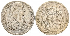 Italy - Savoy
Vittorio Amedeo II - Duca 1680-1713 
Mezzo Scudo Bianco, I tipo, Torino, 1681, AG 13.36 g.
Ref : MIR 856b (R6), Biaggi 727d
Ex Vente...