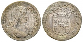 Italy - Savoy
Vittorio Amedeo II - Duca 1680-1713 
Mezza Lira, I tipo, Torino, 1682, AG 2.93 g.
Ref : MIR 867b (R5), Biaggi 739d Conservation : TB/...