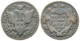 Italy - Savoy
Vittorio Amedeo II Re di Sicilia 1713-1718
Grano, II Tipo, Palermo, 1716, Cu 4.54 g.
Ref : MIR 901f, Biaggi 770a
Ex Vente Inasta 29,...