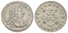 Italy - Savoy
Vittorio Amedeo II Monetazione per la Sardegna 1724-1727
Reale Sardo, Torino, 1727, AG 2.41 g.
Ref : MIR 910 (R2), Biaggi 778
Ex Ven...