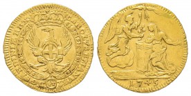 Italy - Savoy
Carlo Emanuele III Primo Periodo 1730-1755 
Mezzo Zecchino dell’annunciazione, Torino, 1745, AU 1.70 g.
Ref : MIR 917b (R5), Biaggi 7...