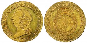 Italy - Savoy
Carlo Emanuele III Secondo Periodo 1755-1773
Doppia Nuova, Torino, 1758, AU 9.62 g.
Ref : MIR 943d (R4), Biaggi 808d, Fr. 1105 
Cons...