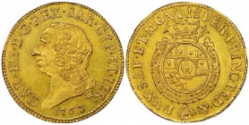 Italy - Savoy
Carlo Emanuele III Secondo Periodo 1755-1773
Doppia Nuova, Torino, 1763, AU 9.61 g.
Ref : MIR 943h (R4), Biaggi 808f, Fr. 1105 Conser...