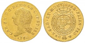 Italy - Savoy
Carlo Emanuele III Secondo Periodo 1755-1773
Mezza Doppia Nuova, Torino, 1760, AU 4.79 g.
Ref : MIR 944f (R8), Biaggi 809e, Fr. 1106 ...