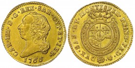 Italy - Savoy
Carlo Emanuele III Secondo Periodo 1755-1773
Mezza Doppia Nuova, Torino, 1766, AU 4.81 g.
Ref : MIR 944l (R8), Biaggi 809i, Fr. 1106 ...