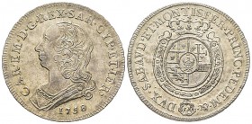 Italy - Savoy
Carlo Emanuele III Secondo Periodo 1755-1773
Mezzo Scudo Nuovo, Torino, 1758, AG 17.55 g.
Ref : MIR 947d (R), Biaggi 812d
Ex Vente K...
