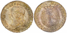 Italy - Savoy
Carlo Emanuele III Secondo Periodo 1755-1773
Quarto di Scudo Nuovo, Torino, 1759, AG 8.83 g.
Ref : MIR 948e (R), Biaggi 813e 
Conser...