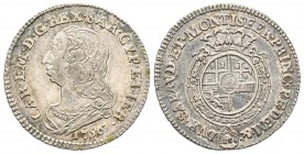 Italy - Savoy
Carlo Emanuele III Secondo Periodo 1755-1773
Ottavo di Scudo Nuovo, Torino, 1756, AG 4.38 g.
Ref : MIR 949b (R2), Biaggi 814b Conserv...